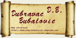 Dubravac Bubalović vizit kartica